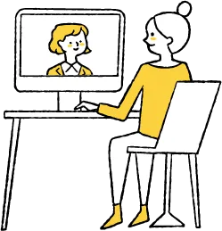 オンラインで話しているイラスト